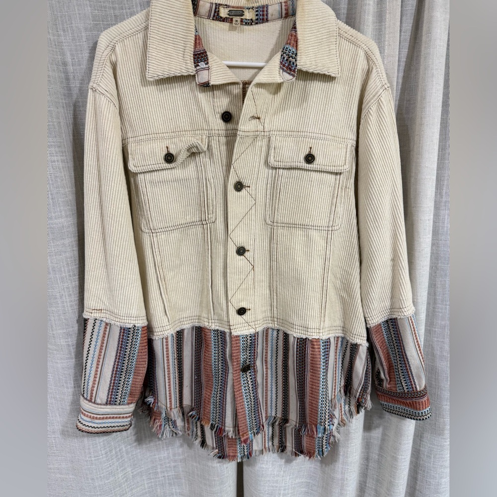 Gimmicks by BKE Cream and Multicolor corduroy Jacket
